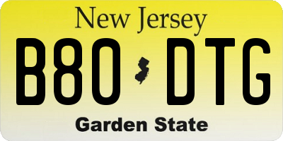 NJ license plate B80DTG