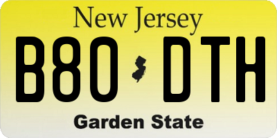 NJ license plate B80DTH