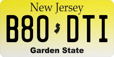 NJ license plate B80DTI