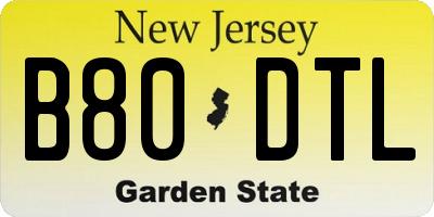 NJ license plate B80DTL