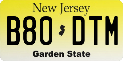 NJ license plate B80DTM