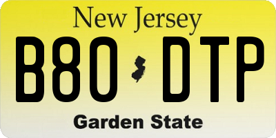 NJ license plate B80DTP
