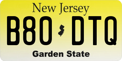 NJ license plate B80DTQ