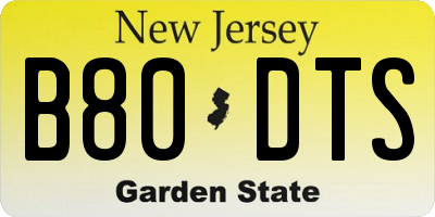 NJ license plate B80DTS