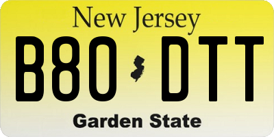 NJ license plate B80DTT