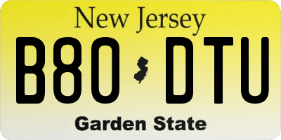 NJ license plate B80DTU