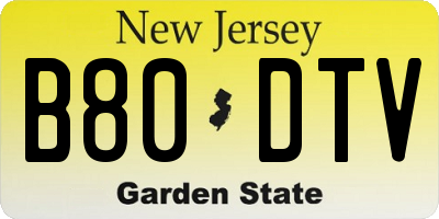 NJ license plate B80DTV