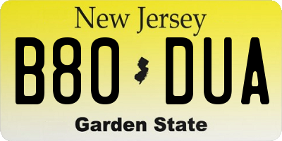 NJ license plate B80DUA