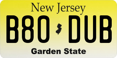 NJ license plate B80DUB