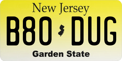 NJ license plate B80DUG