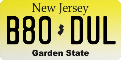 NJ license plate B80DUL