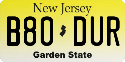 NJ license plate B80DUR