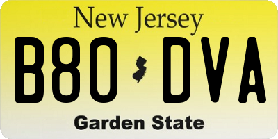 NJ license plate B80DVA