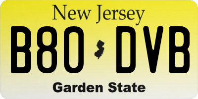 NJ license plate B80DVB