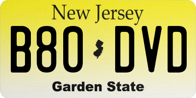 NJ license plate B80DVD