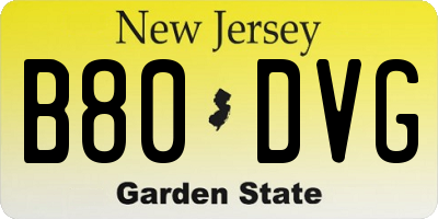 NJ license plate B80DVG