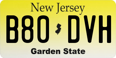 NJ license plate B80DVH