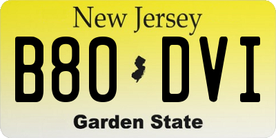 NJ license plate B80DVI