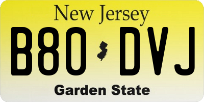 NJ license plate B80DVJ