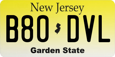 NJ license plate B80DVL