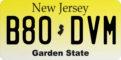 NJ license plate B80DVM