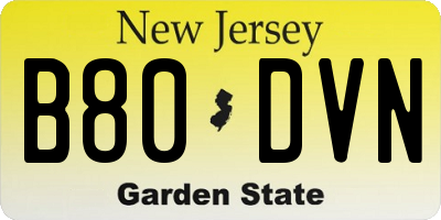 NJ license plate B80DVN