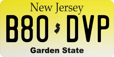 NJ license plate B80DVP