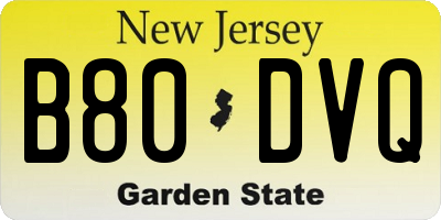 NJ license plate B80DVQ