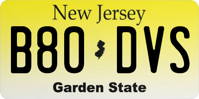 NJ license plate B80DVS