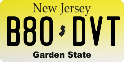 NJ license plate B80DVT
