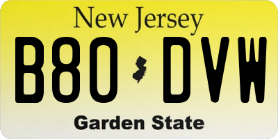 NJ license plate B80DVW
