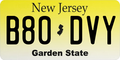 NJ license plate B80DVY