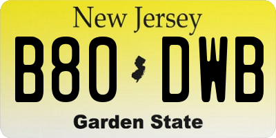 NJ license plate B80DWB