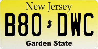 NJ license plate B80DWC