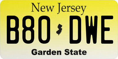 NJ license plate B80DWE