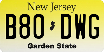 NJ license plate B80DWG