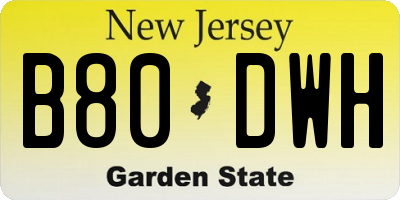 NJ license plate B80DWH