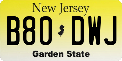 NJ license plate B80DWJ