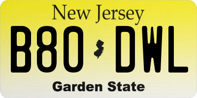 NJ license plate B80DWL