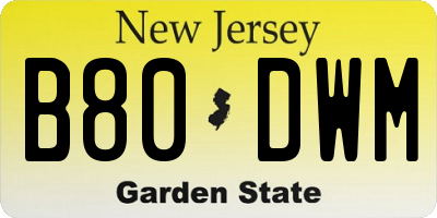 NJ license plate B80DWM