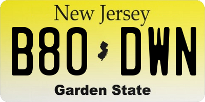 NJ license plate B80DWN
