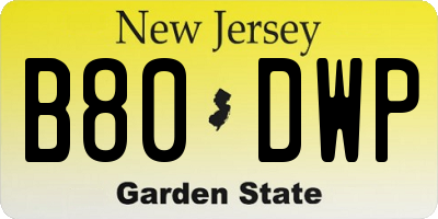 NJ license plate B80DWP