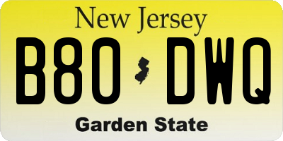 NJ license plate B80DWQ