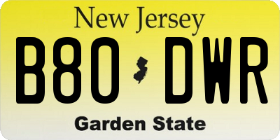 NJ license plate B80DWR