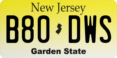 NJ license plate B80DWS