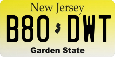 NJ license plate B80DWT