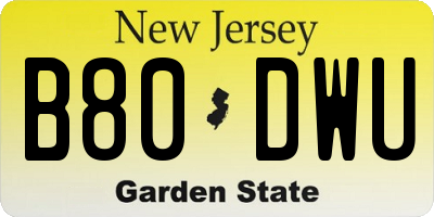 NJ license plate B80DWU