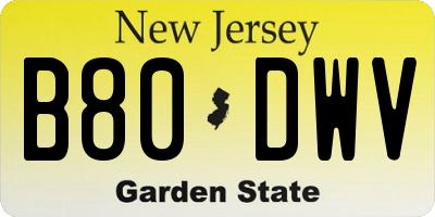 NJ license plate B80DWV