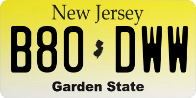 NJ license plate B80DWW