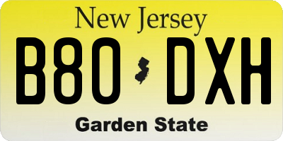 NJ license plate B80DXH